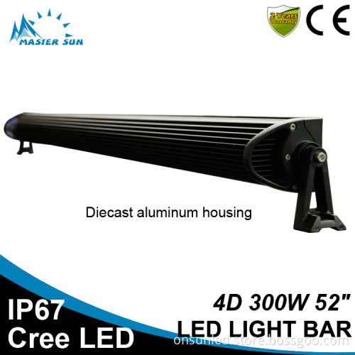 Waterproof 4D 52inch 300w led tractor work light car led light bar off road led light bar